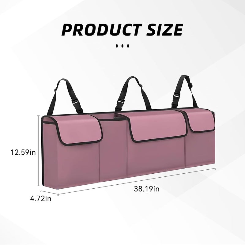 Tioollev Car Trunk Organizer, Backseat Hanging Large Storage with Adjustable Straps,Waterproof PVC Collapsible Cargo Bag, Car Interior Accessories for Auto SUV MPV (Pink) - Image 2